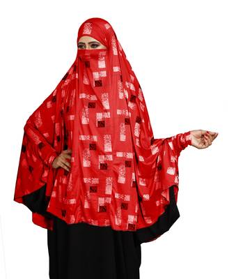 JSDC Printed Spun Lycra Women Prayer Hijab Abaya Makhna 1