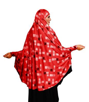 JSDC Printed Spun Lycra Women Prayer Hijab Abaya Makhna 3