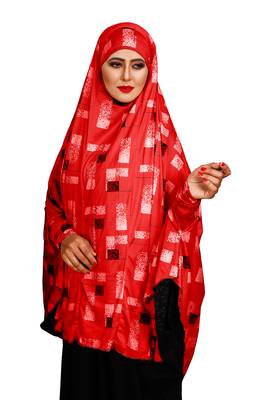 JSDC Printed Spun Lycra Women Prayer Hijab Abaya Makhna 4