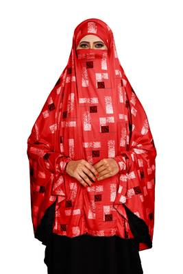 JSDC Printed Spun Lycra Women Prayer Hijab Abaya Makhna 5