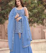 Grey embroidered georgette salwar