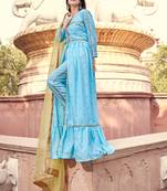 Blue embroidered crepe salwar