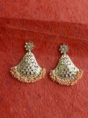 RozMili Gold Plated Polki design Traditional party Earrings for women & Girls 1