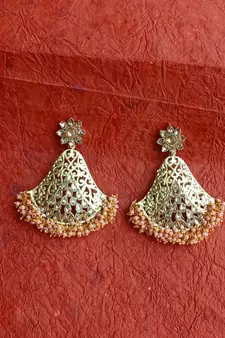 RozMili Gold Plated Polki design Traditional party Earrings for women & Girls