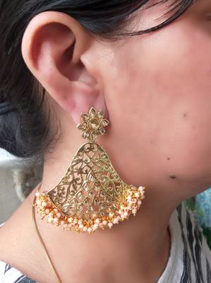 RozMili Gold Plated Polki design Traditional party Earrings for women & Girls 2