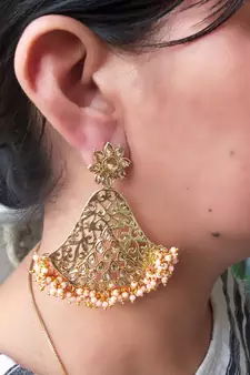 RozMili Gold Plated Polki design Traditional party Earrings for women & Girls