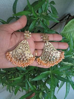RozMili Gold Plated Polki design Traditional party Earrings for women & Girls 3