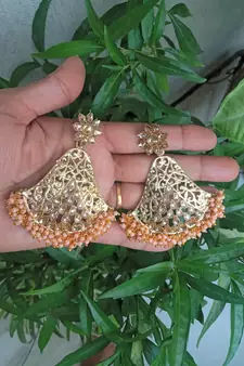 RozMili Gold Plated Polki design Traditional party Earrings for women & Girls