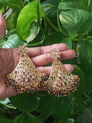 RozMili Gold Plated Polki design Traditional party Earrings for women & Girls 1