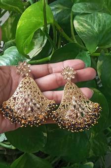 RozMili Gold Plated Polki design Traditional party Earrings for women & Girls
