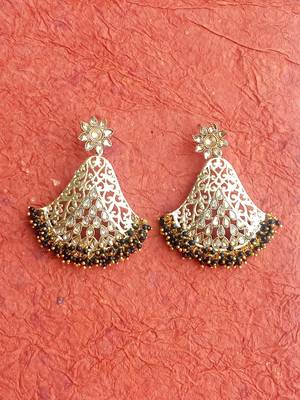 RozMili Gold Plated Polki design Traditional party Earrings for women & Girls 2
