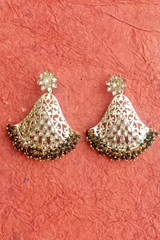 RozMili Gold Plated Polki design Traditional party Earrings for women & Girls