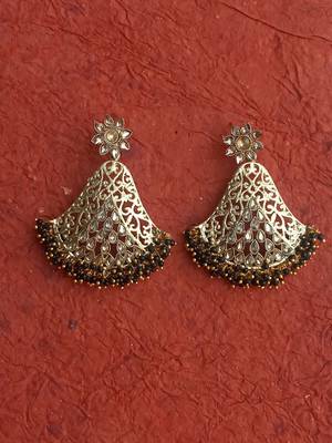 RozMili Gold Plated Polki design Traditional party Earrings for women & Girls 3