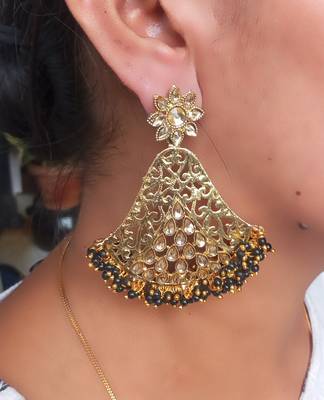 RozMili Gold Plated Polki design Traditional party Earrings for women & Girls 4