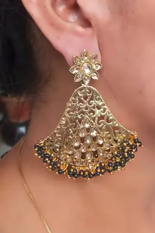 RozMili Gold Plated Polki design Traditional party Earrings for women & Girls