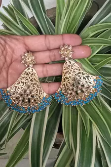 RozMili Gold Plated Polki design Traditional party Earrings for women & Girls