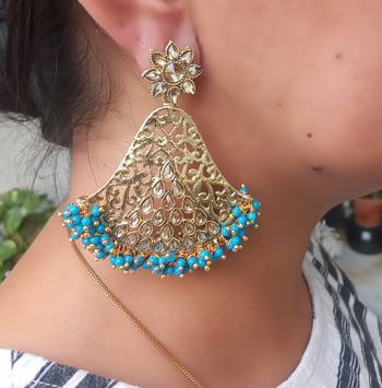 RozMili Gold Plated Polki design Traditional party Earrings for women & Girls 3