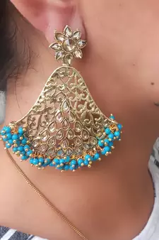 RozMili Gold Plated Polki design Traditional party Earrings for women & Girls