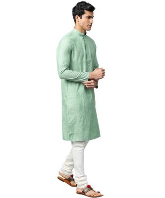 Green Cotton  men kurta 4