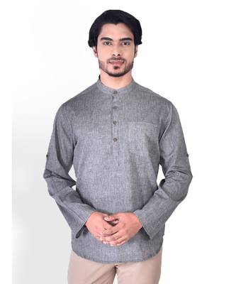 Grey Cotton  men kurta 1