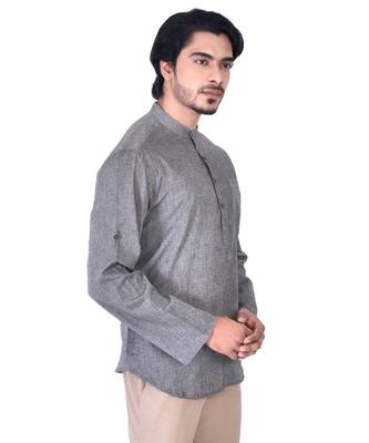 Grey Cotton  men kurta 3