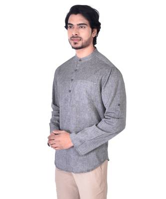 Grey Cotton  men kurta 4