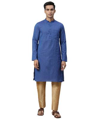 Blue Cotton  men kurta 1