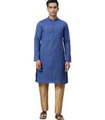 Blue Cotton  men kurta