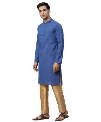 Blue Cotton  men kurta 3