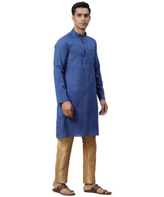 Blue Cotton  men kurta 4