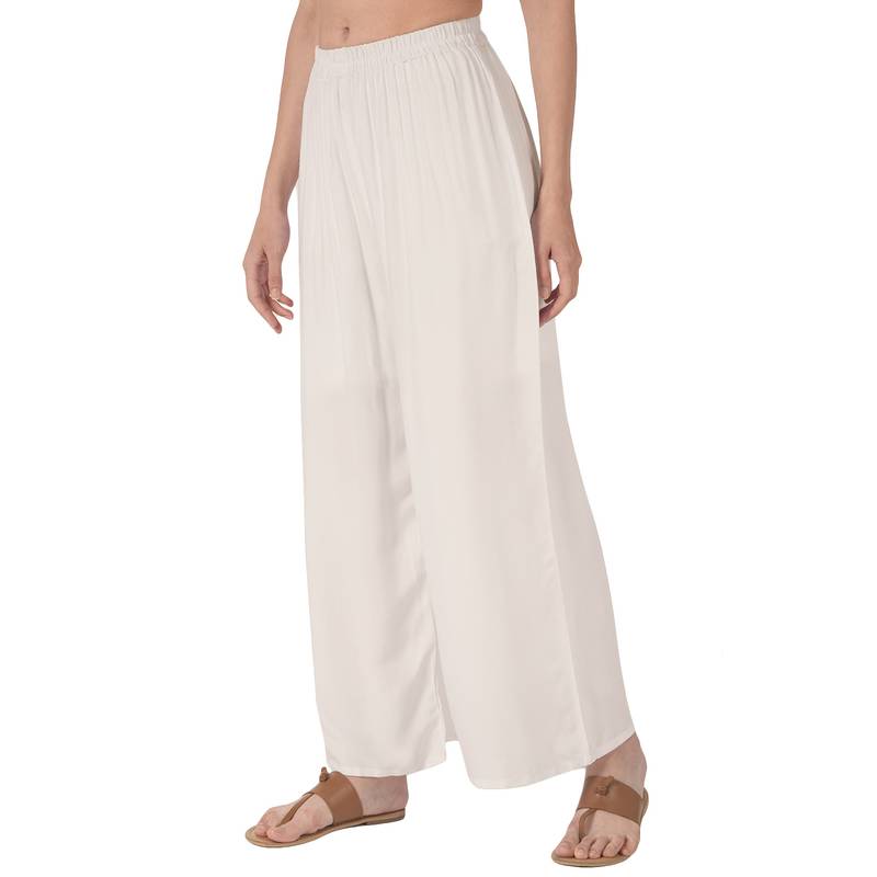 Krisha Export Regular Fit Women Off White Rayon Palazzo