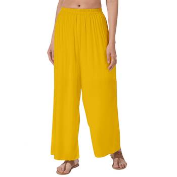 Krisha Export Regular Fit Women Mustard Rayon Palazzo 1