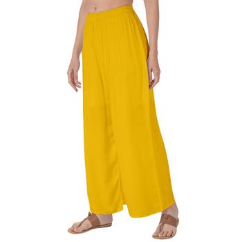 Krisha Export Regular Fit Women Mustard Rayon Palazzo 2