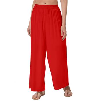 Krisha Export Regular Fit Women Red Rayon Palazzo 1