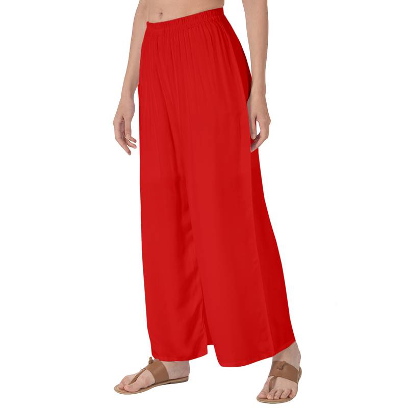 Krisha Export Regular Fit Women Red Rayon Palazzo