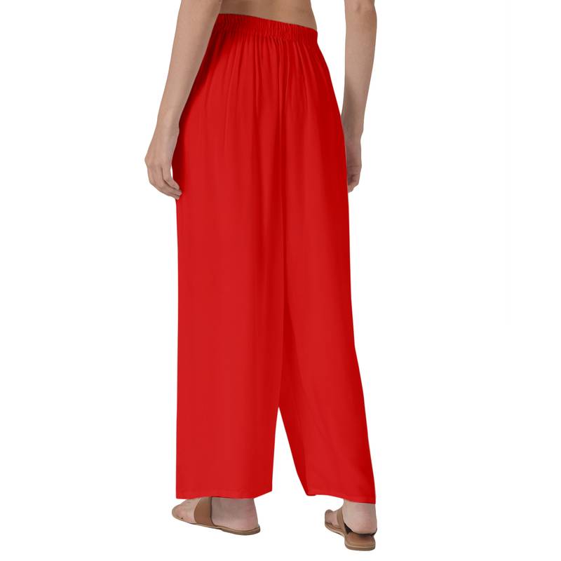 Krisha Export Regular Fit Women Red Rayon Palazzo