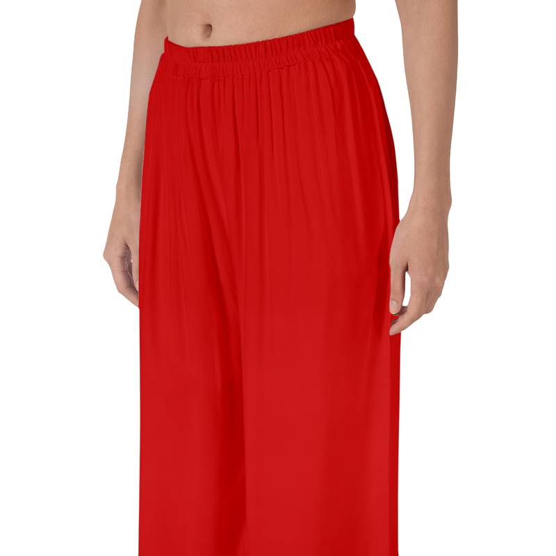 Krisha Export Regular Fit Women Red Rayon Palazzo