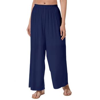 Krisha Export Regular Fit Women Navy Blue Rayon Palazzo 1