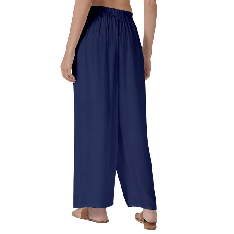 Krisha Export Regular Fit Women Navy Blue Rayon Palazzo