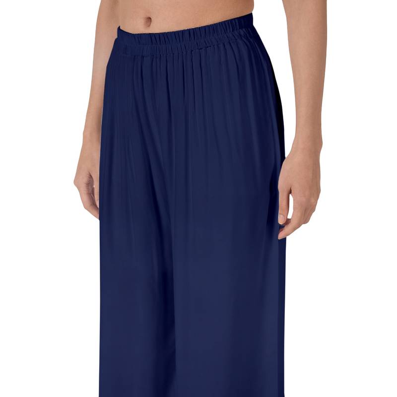Krisha Export Regular Fit Women Navy Blue Rayon Palazzo