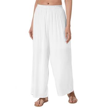Krisha Export Regular Fit Women White Rayon Palazzo 1