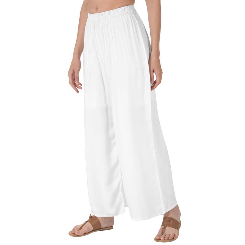 Krisha Export Regular Fit Women White Rayon Palazzo