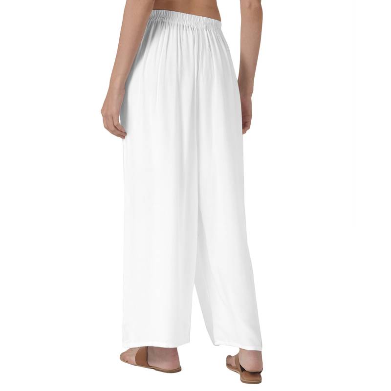 Krisha Export Regular Fit Women White Rayon Palazzo