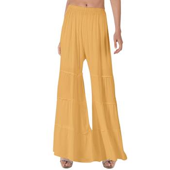 Krisha Export Regular Fit Women Beige Rayon Sarara 1