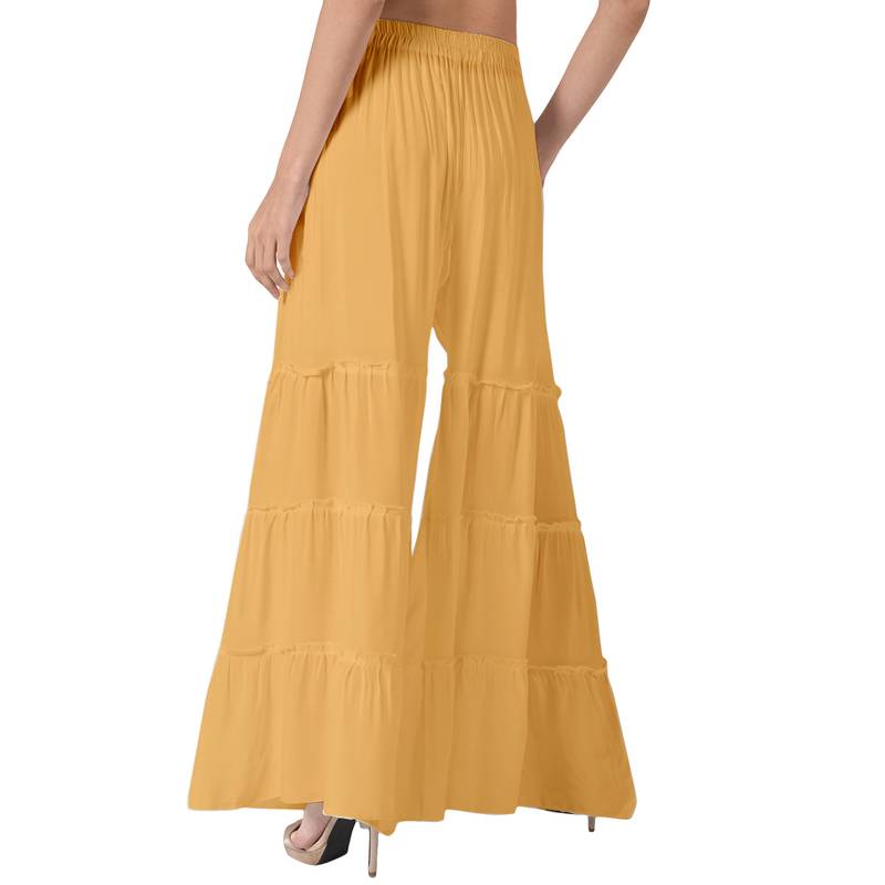 Krisha Export Regular Fit Women Beige Rayon Sarara