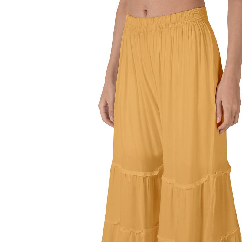 Krisha Export Regular Fit Women Beige Rayon Sarara