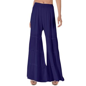 Krisha Export Regular Fit Women Navy Blue Rayon Sarara 1