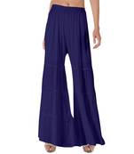 Krisha Export Regular Fit Women Navy Blue Rayon Sarara