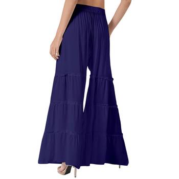Krisha Export Regular Fit Women Navy Blue Rayon Sarara 3