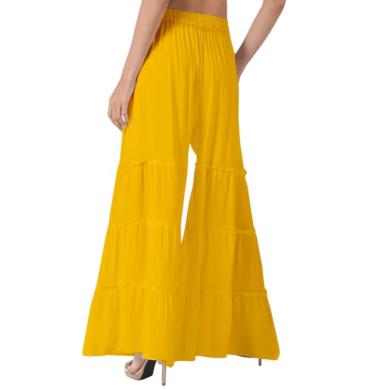 Krisha Export Regular Fit Women MustardRayon Sarara